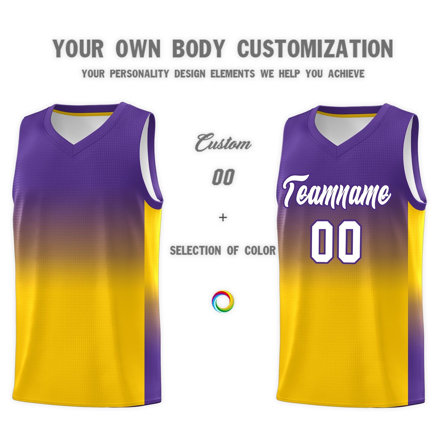 Custom Purple Gold Gradient Fashion Sets Sports Uniform Basketball Jersey