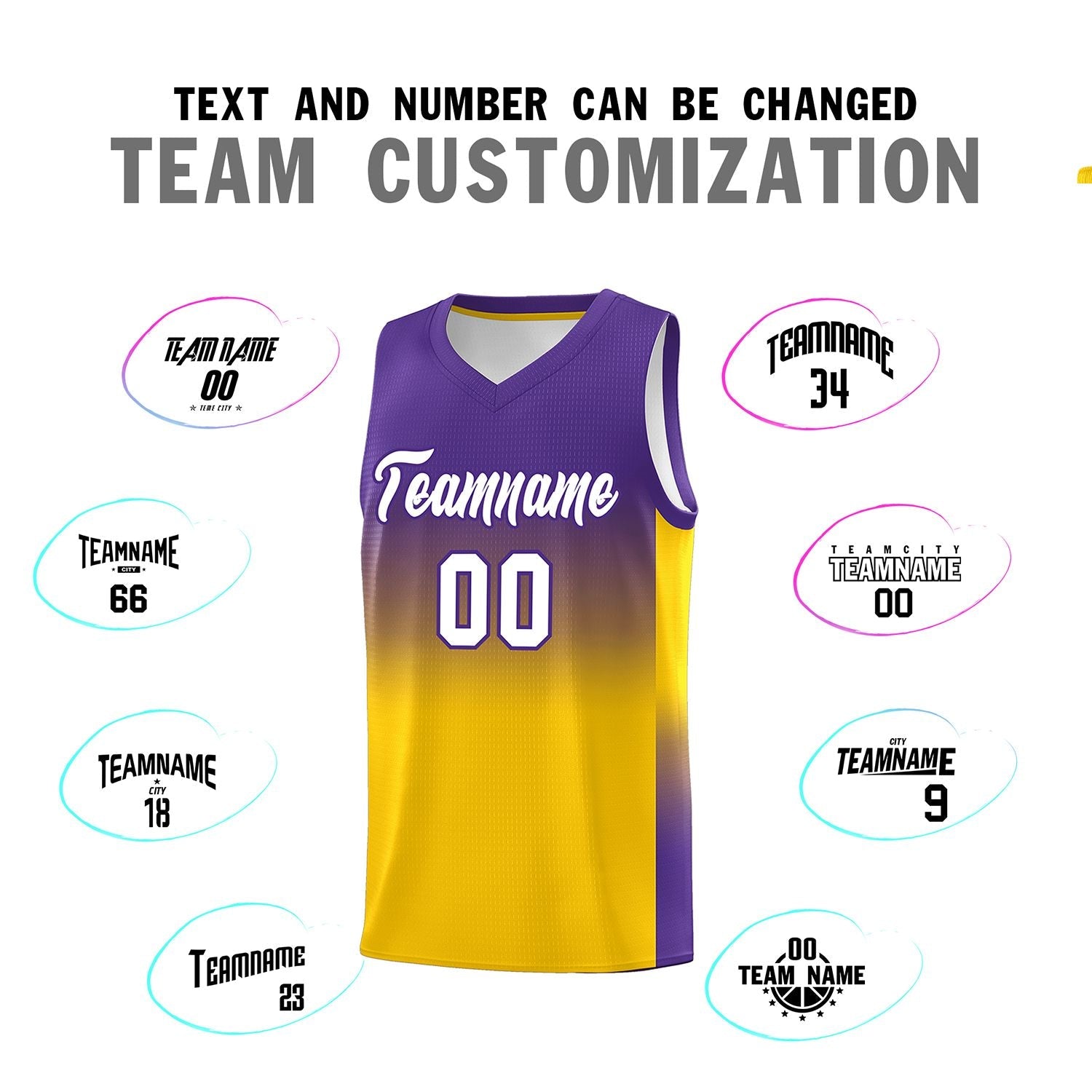 Custom Purple Gold Gradient Fashion Sets Sports Uniform Basketball Jersey