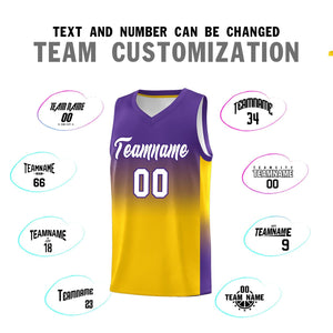 Custom Purple Gold Gradient Fashion Sets Sports Uniform Basketball Jersey