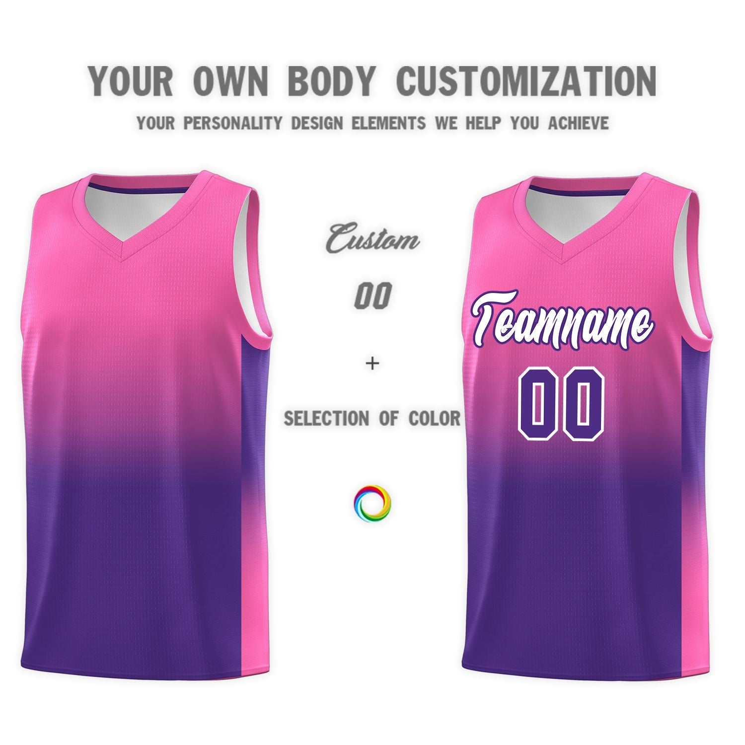 Custom Pink Purple Gradient Fashion Sets Sports Uniform Basketball Jersey