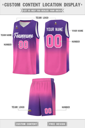 Custom Purple Pink Gradient Fashion Sets Sports Uniform Basketball Jersey