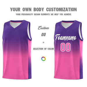 Custom Purple Pink Gradient Fashion Sets Sports Uniform Basketball Jersey