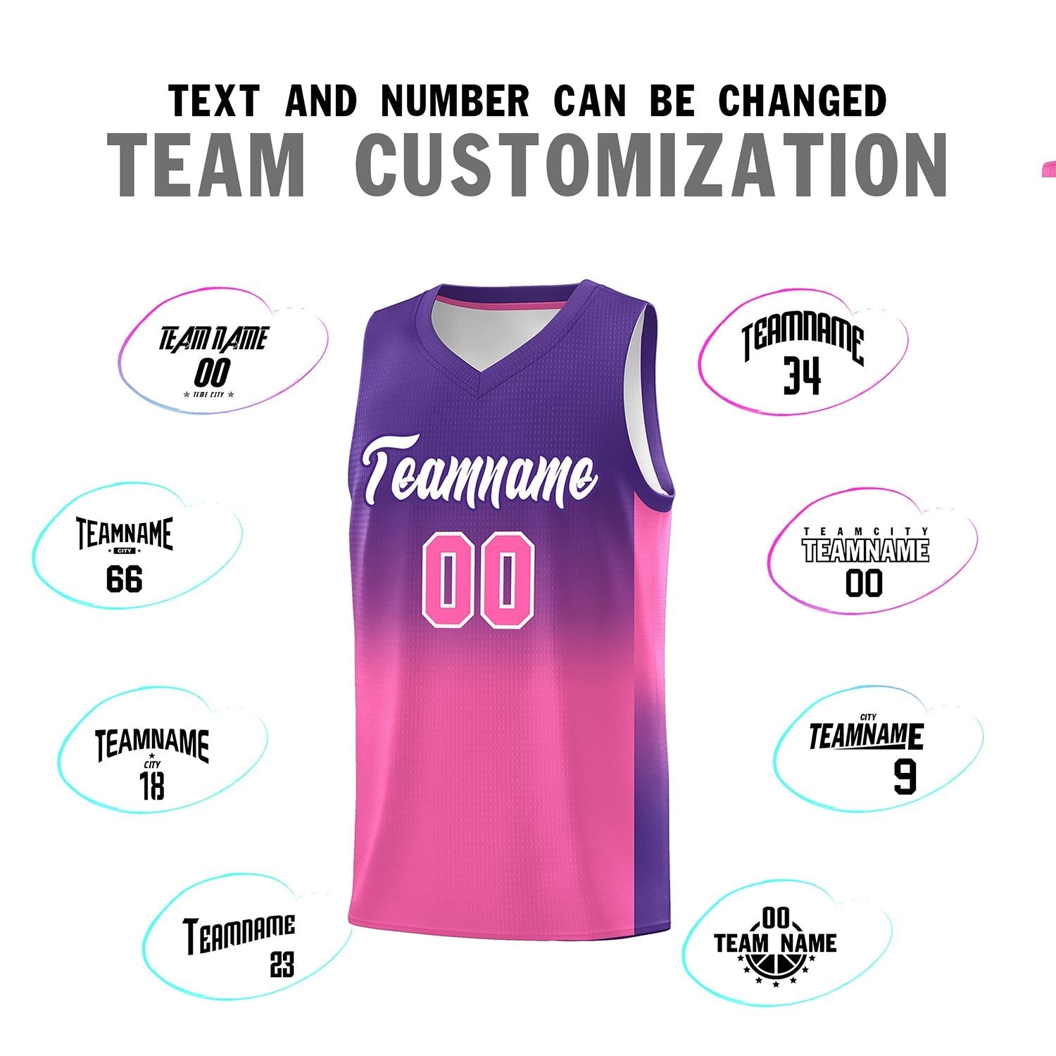 Custom Purple Pink Gradient Fashion Sets Sports Uniform Basketball Jersey