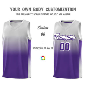 Custom Gray Purple Gradient Fashion Sets Sports Uniform Basketball Jersey