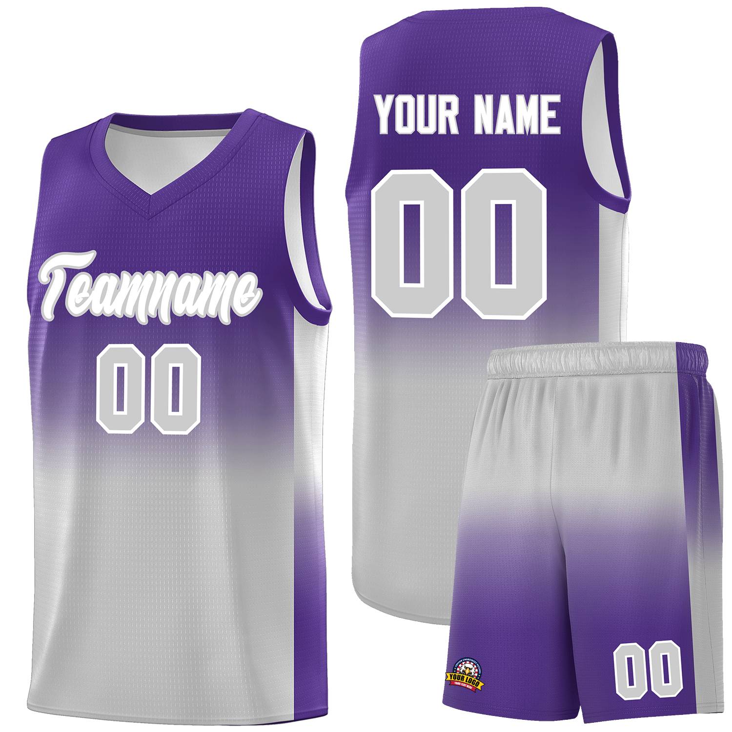 Custom Purple Gray Gradient Fashion Sets Sports Uniform Basketball Jersey