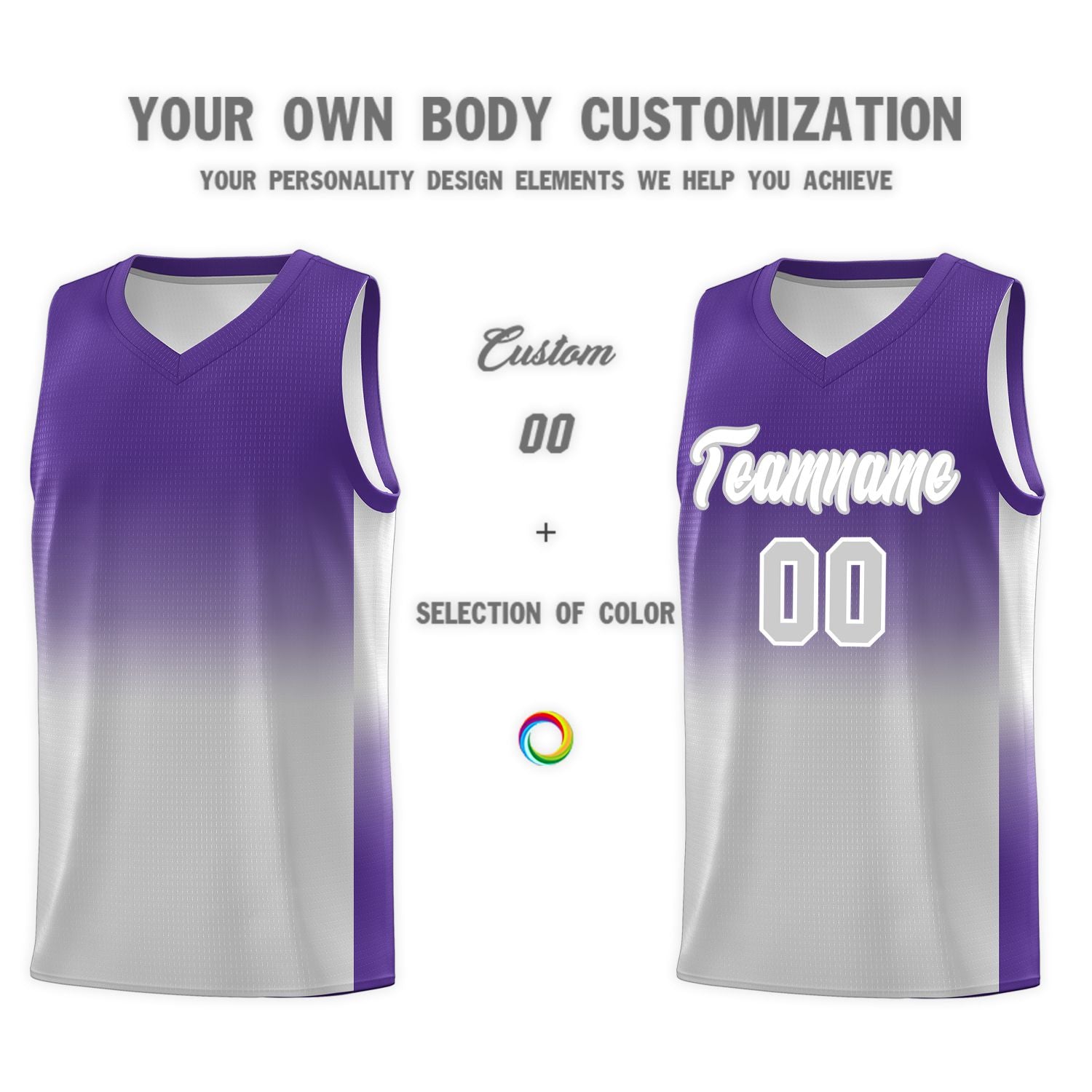 Custom Purple Gray Gradient Fashion Sets Sports Uniform Basketball Jersey