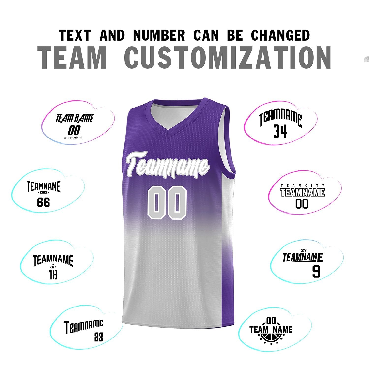 Custom Purple Gray Gradient Fashion Sets Sports Uniform Basketball Jersey