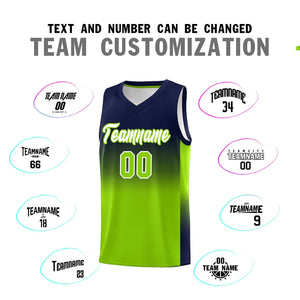 Custom Navy Neon Green Gradient Fashion Sets Sports Uniform Basketball Jersey