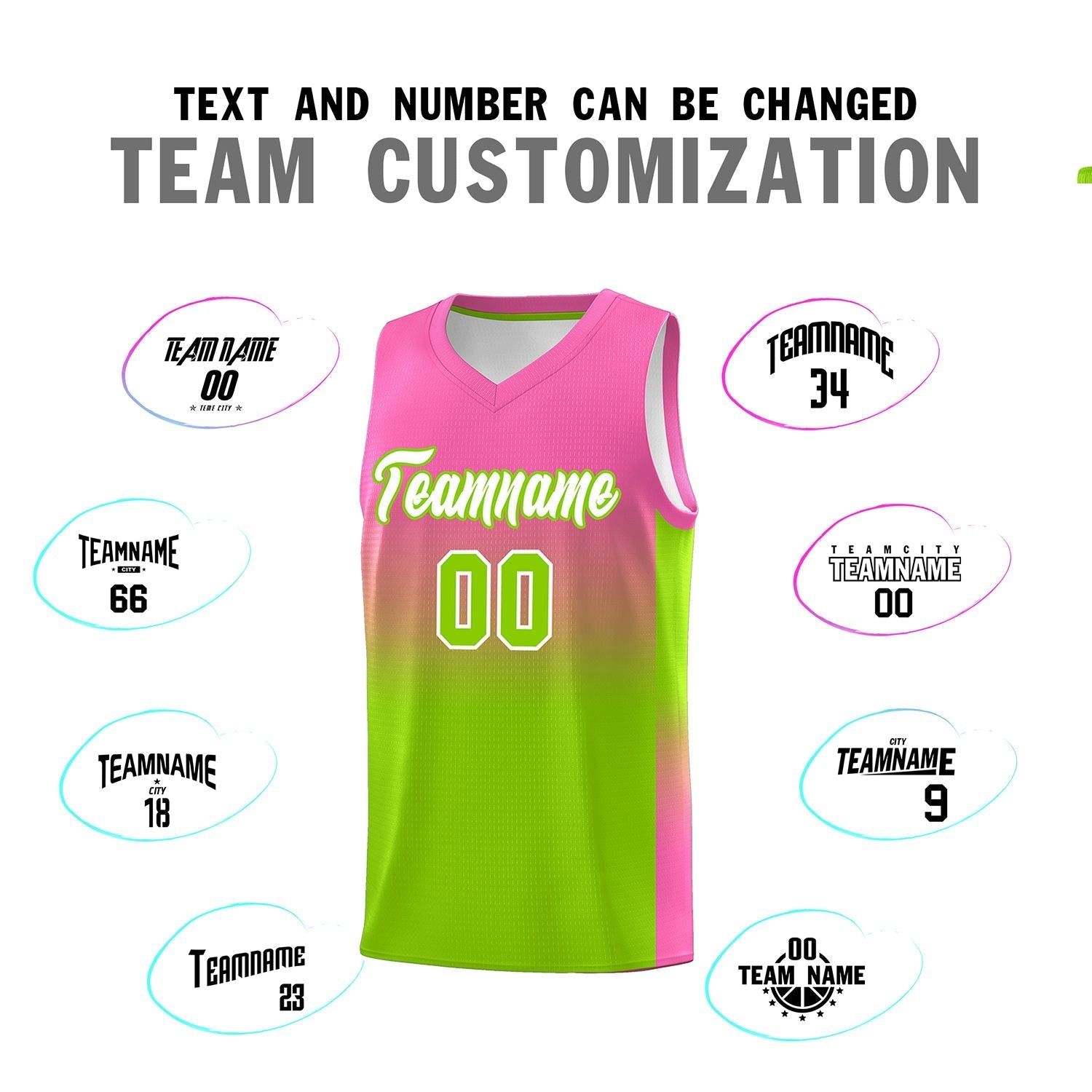 Custom Pink Neon Green Gradient Fashion Sets Sports Uniform Basketball Jersey