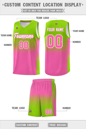 Custom Neon Green Pink Gradient Fashion Sets Sports Uniform Basketball Jersey