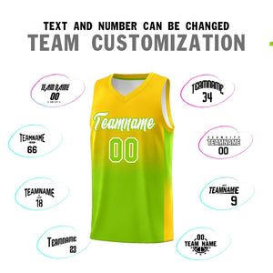 Custom Gold Neon Green Gradient Fashion Sets Sports Uniform Basketball Jersey