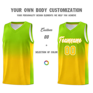 Custom Neon Green Gold Gradient Fashion Sets Sports Uniform Basketball Jersey