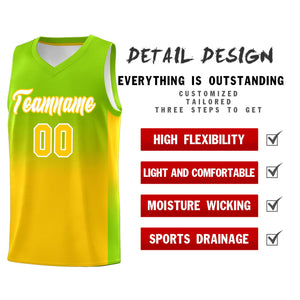 Custom Neon Green Gold Gradient Fashion Sets Sports Uniform Basketball Jersey