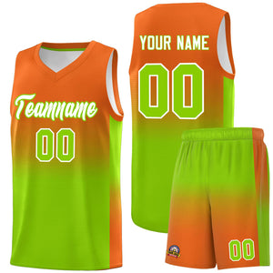 Custom Orange Neon Green Gradient Fashion Sets Sports Uniform Basketball Jersey