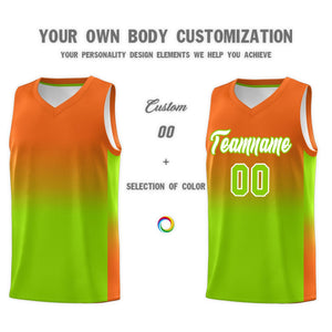 Custom Orange Neon Green Gradient Fashion Sets Sports Uniform Basketball Jersey