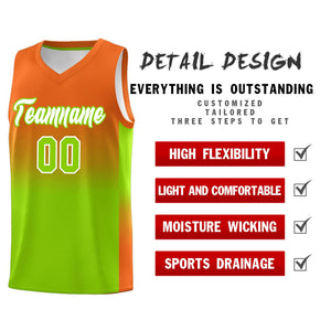 Custom Orange Neon Green Gradient Fashion Sets Sports Uniform Basketball Jersey