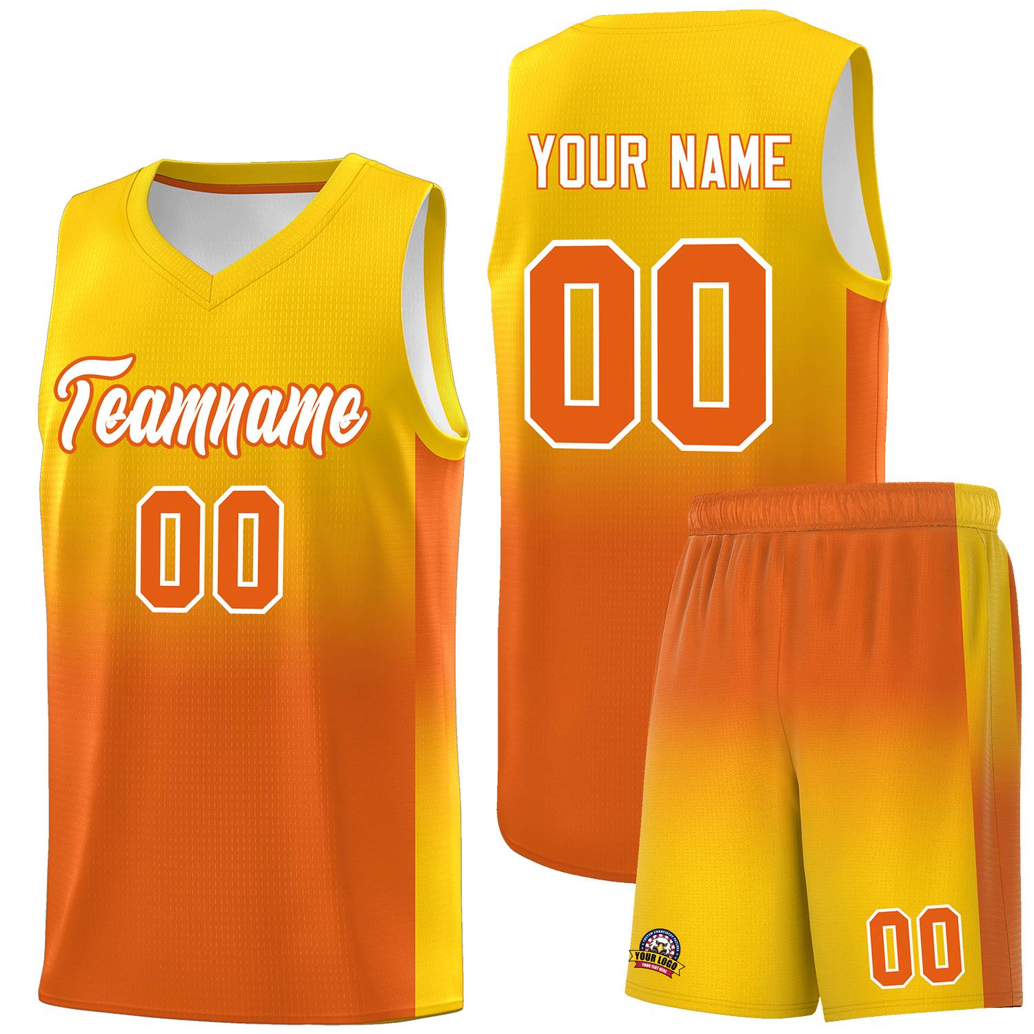 Custom Gold Orange Gradient Fashion Sets Sports Uniform Basketball Jersey