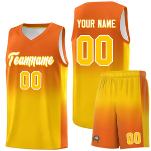 Custom Orange Gold Gradient Fashion Sets Sports Uniform Basketball Jersey