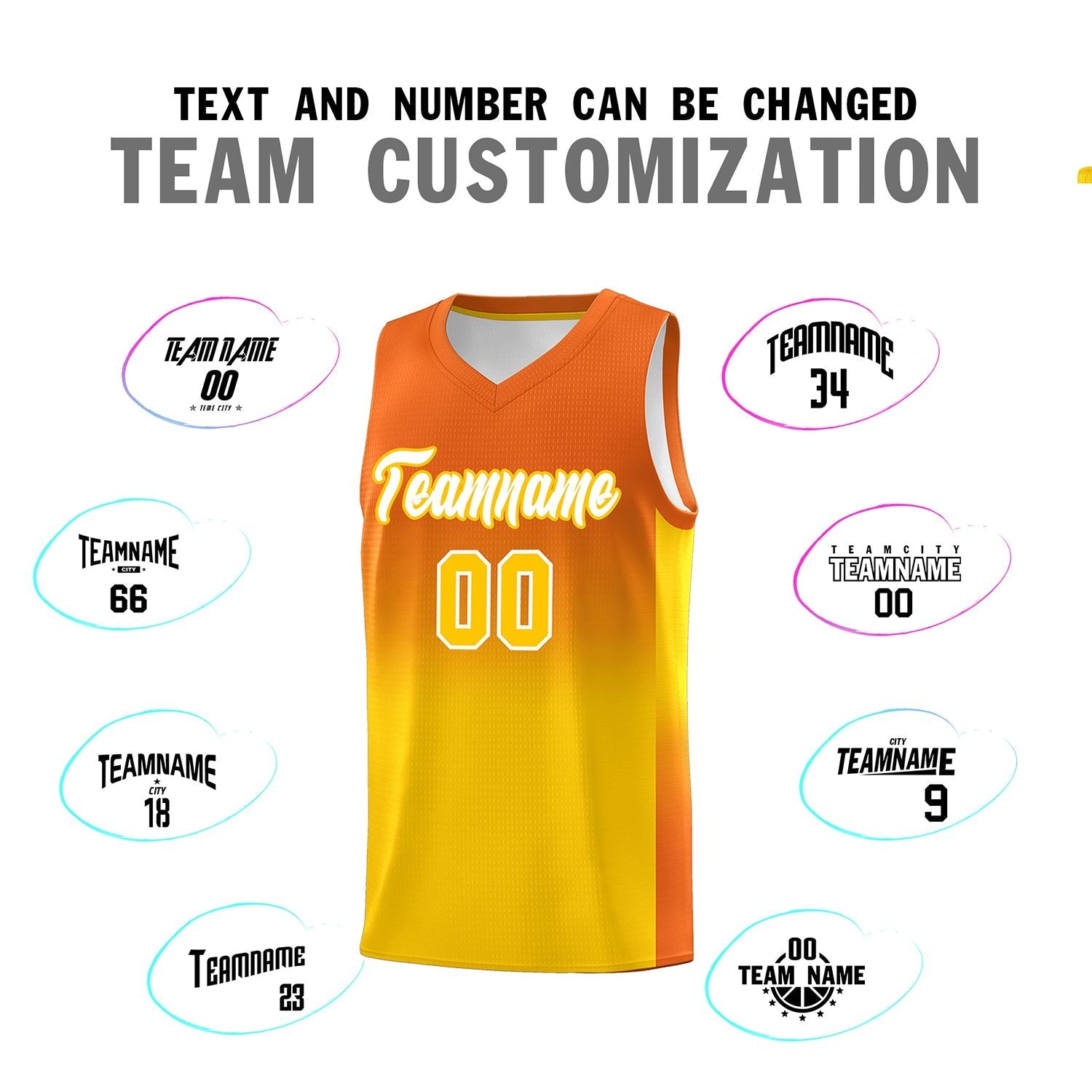 Custom Orange Gold Gradient Fashion Sets Sports Uniform Basketball Jersey