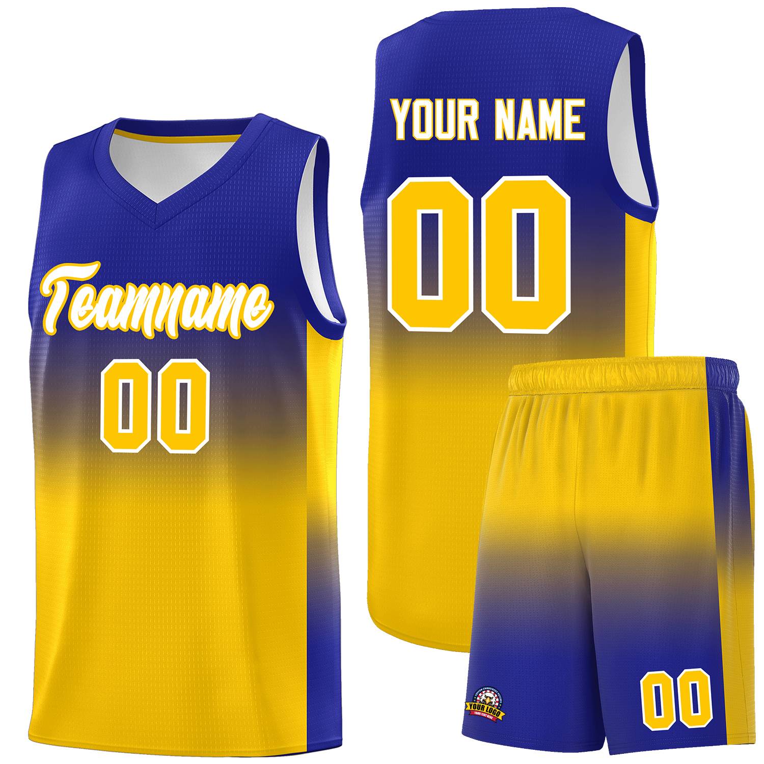 Custom Royal Gold Gradient Fashion Sets Sports Uniform Basketball Jersey