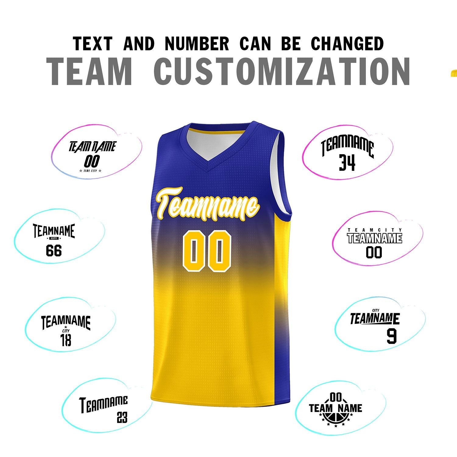 Custom Royal Gold Gradient Fashion Sets Sports Uniform Basketball Jersey