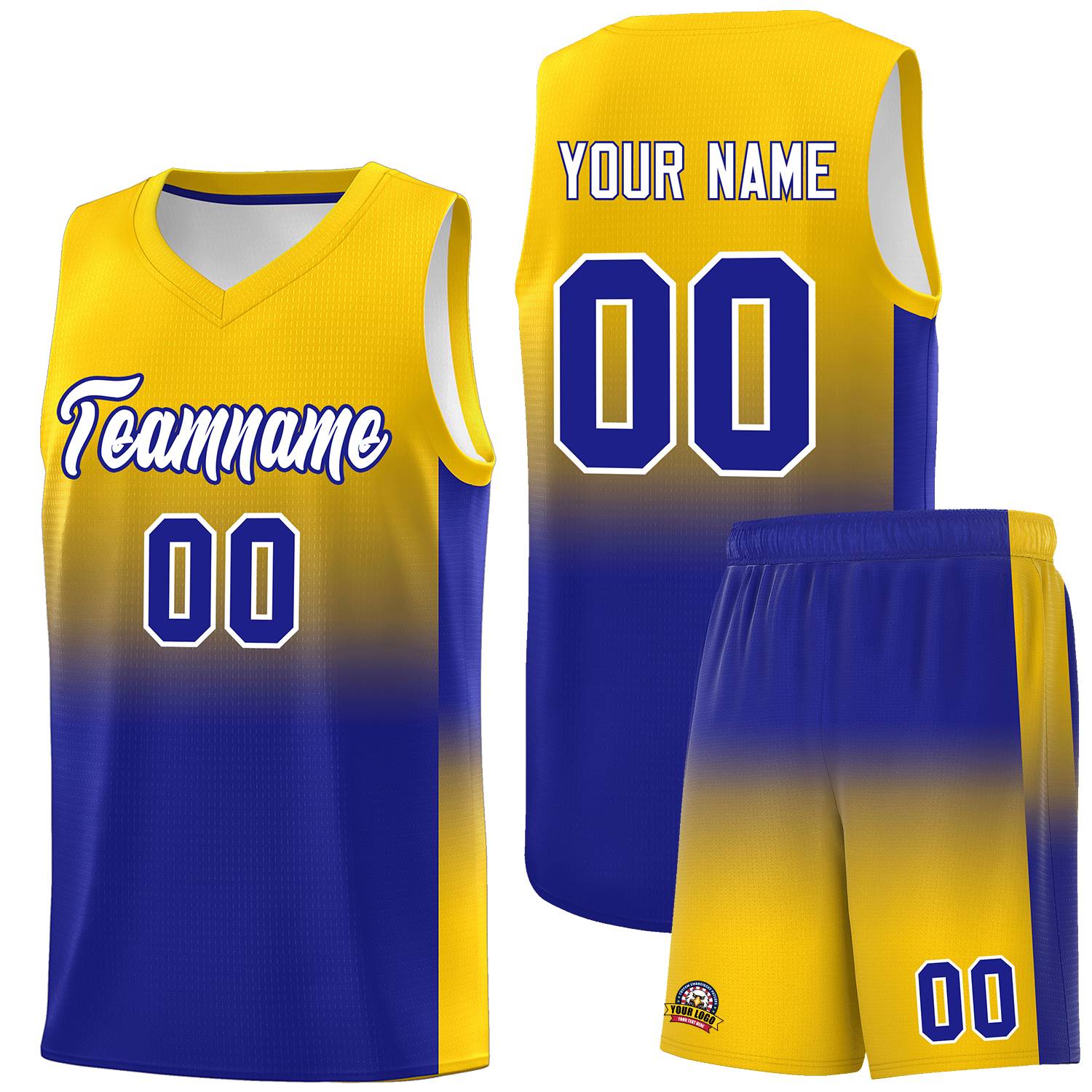 Custom Gold Royal Gradient Fashion Sets Sports Uniform Basketball Jersey