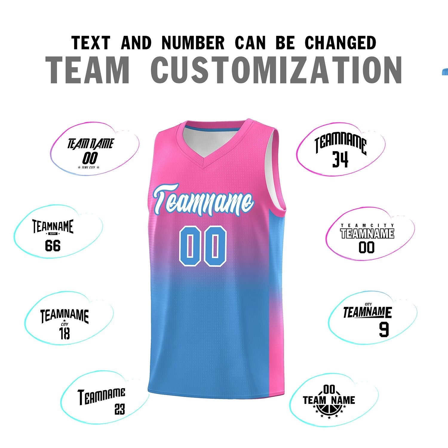 Custom Pink Powder Blue Gradient Fashion Sets Sports Uniform Basketball Jersey