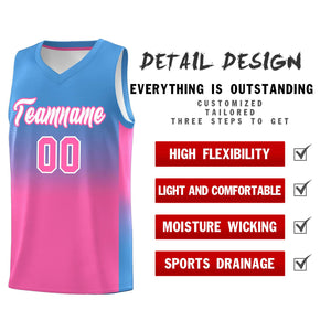 Custom Powder Blue Pink Gradient Fashion Sets Sports Uniform Basketball Jersey