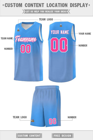 Custom Powder Blue Light Blue Gradient Fashion Sets Sports Uniform Basketball Jersey