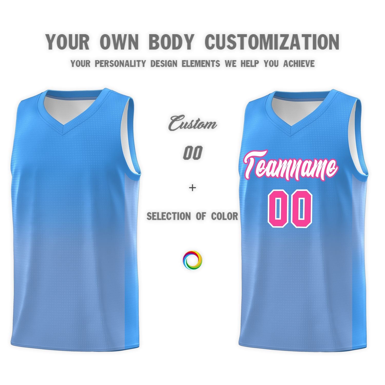 Custom Powder Blue Light Blue Gradient Fashion Sets Sports Uniform Basketball Jersey