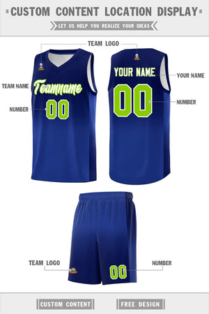 Custom Navy Royal Gradient Fashion Sets Sports Uniform Basketball Jersey