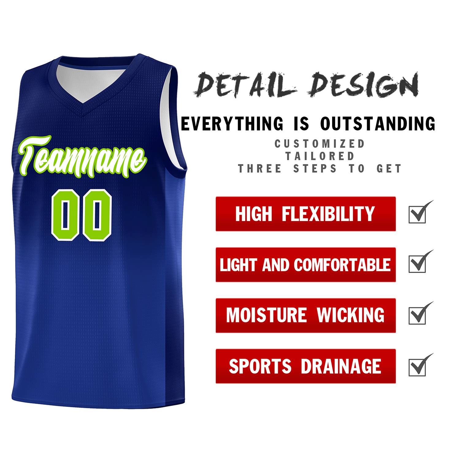 Custom Navy Royal Gradient Fashion Sets Sports Uniform Basketball Jersey