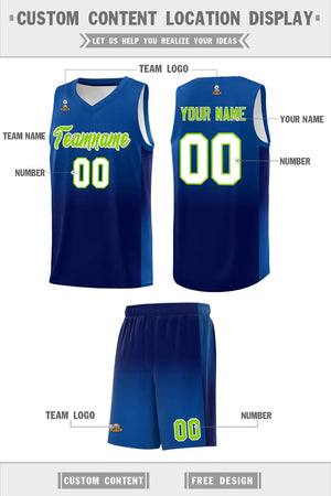 Custom Royal Navy Gradient Fashion Sets Sports Uniform Basketball Jersey