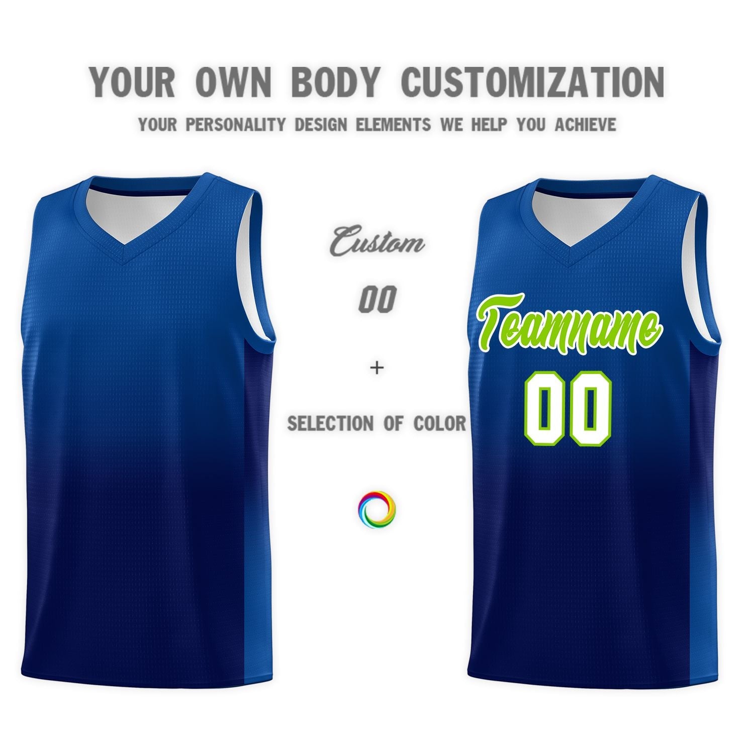 Custom Royal Navy Gradient Fashion Sets Sports Uniform Basketball Jersey