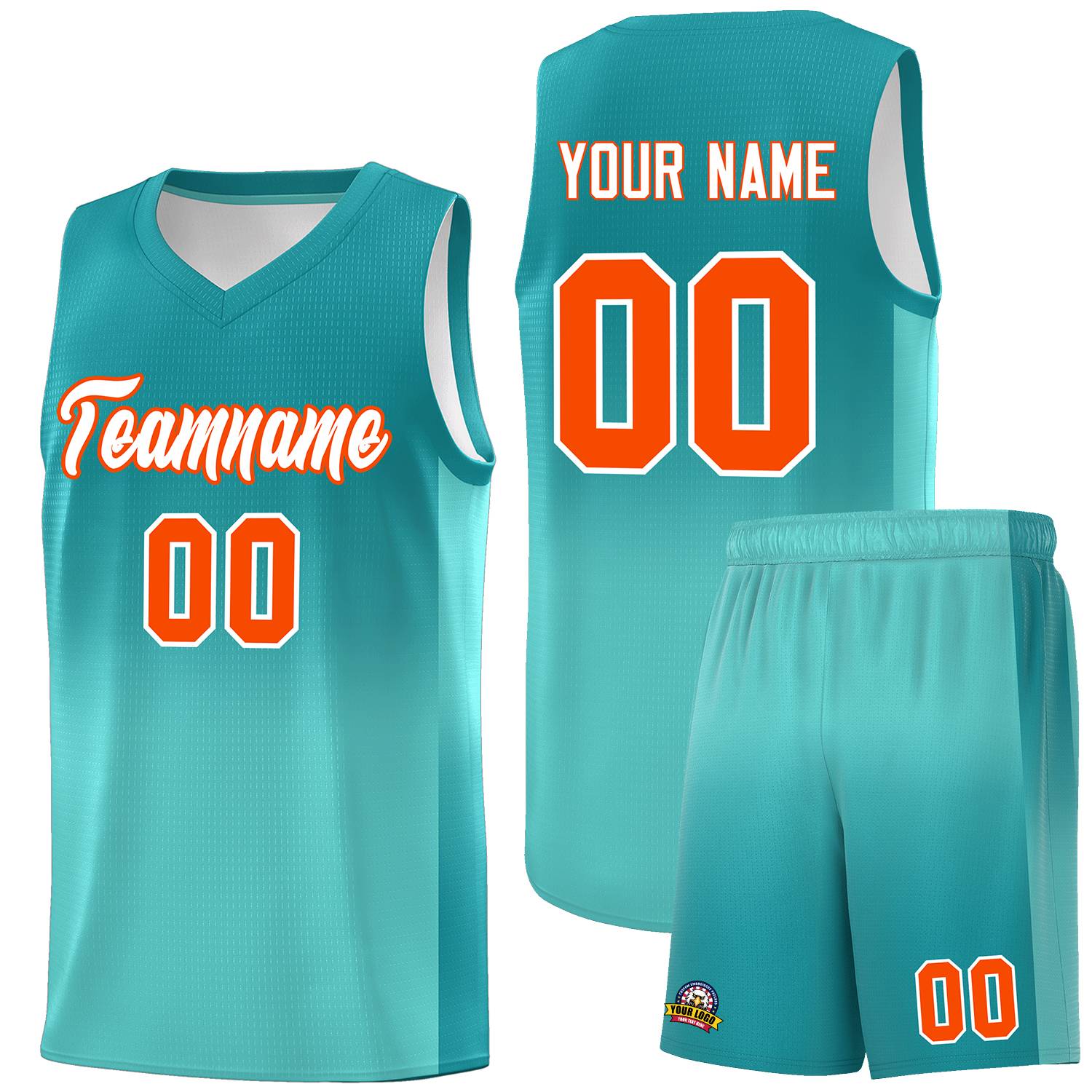 Custom Aqua Bright Green Gradient Fashion Sets Sports Uniform Basketball Jersey