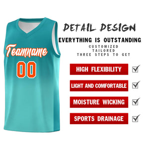 Custom Aqua Bright Green Gradient Fashion Sets Sports Uniform Basketball Jersey