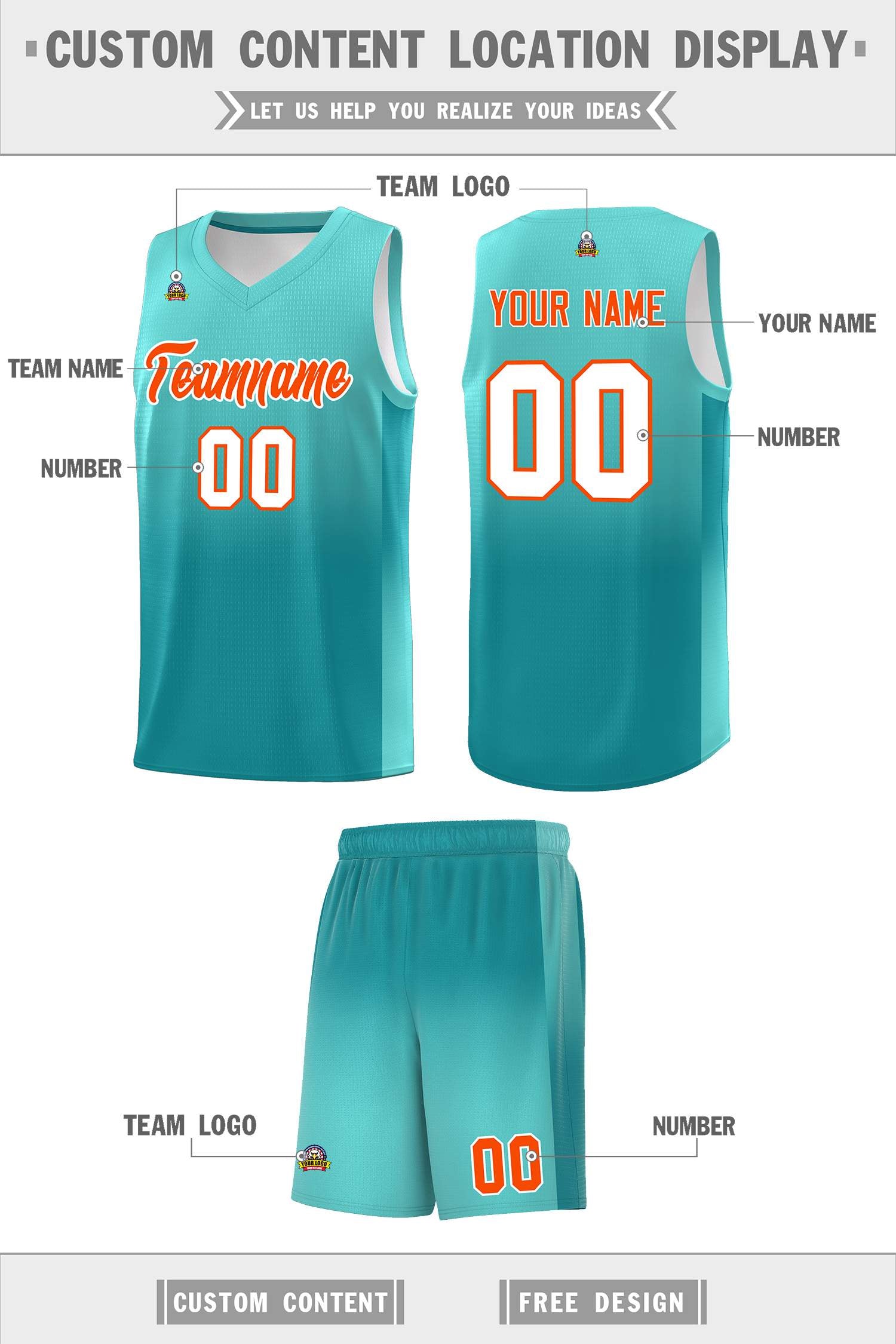 Custom Bright Green Aqua Gradient Fashion Sets Sports Uniform Basketball Jersey