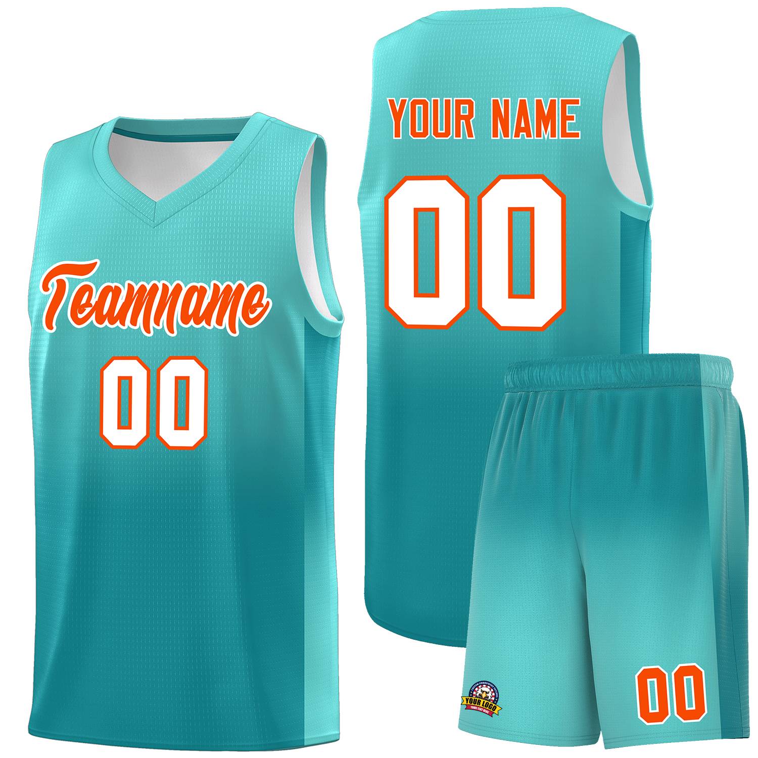 Custom Bright Green Aqua Gradient Fashion Sets Sports Uniform Basketball Jersey