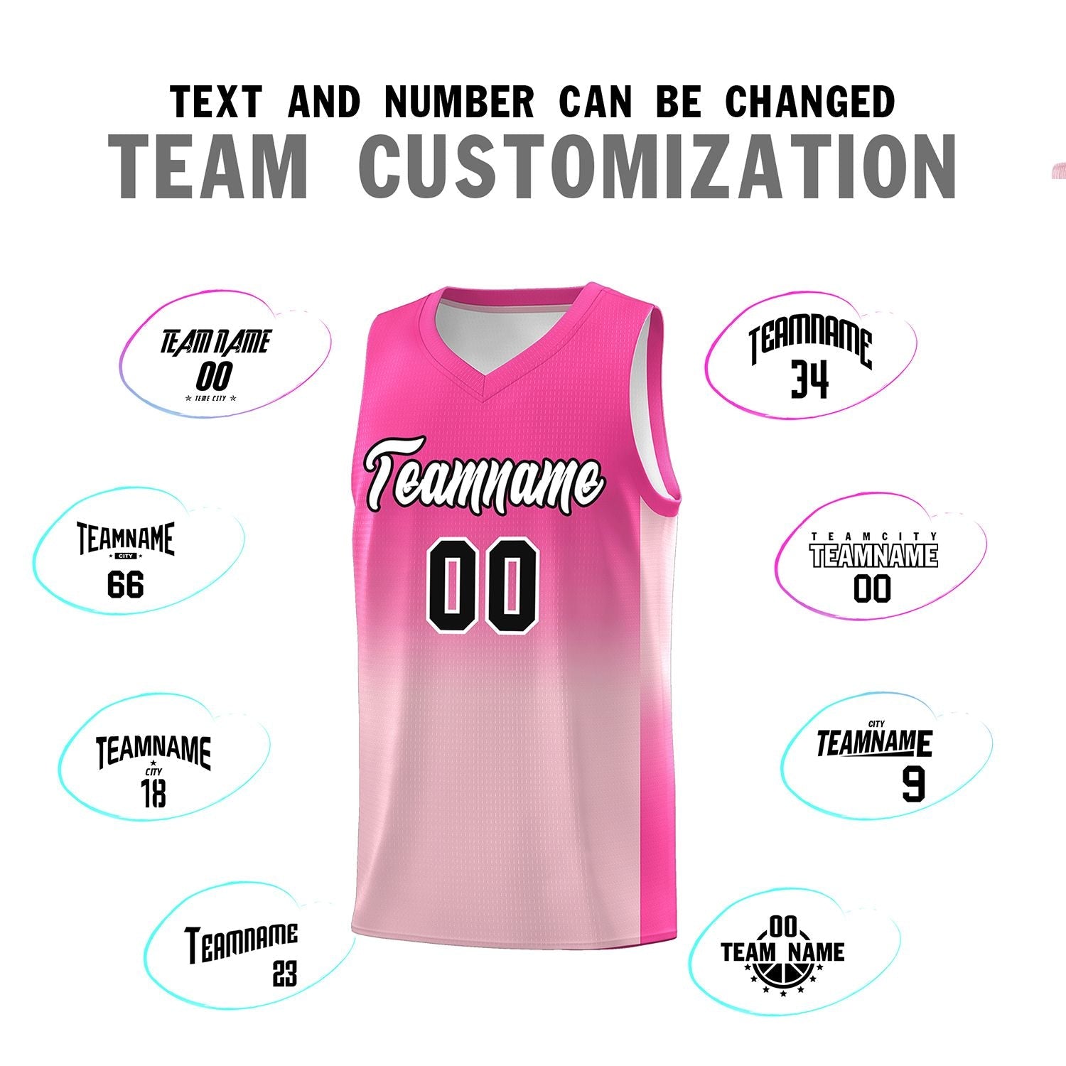 Custom Pink Light Pink Gradient Fashion Sets Sports Uniform Basketball Jersey