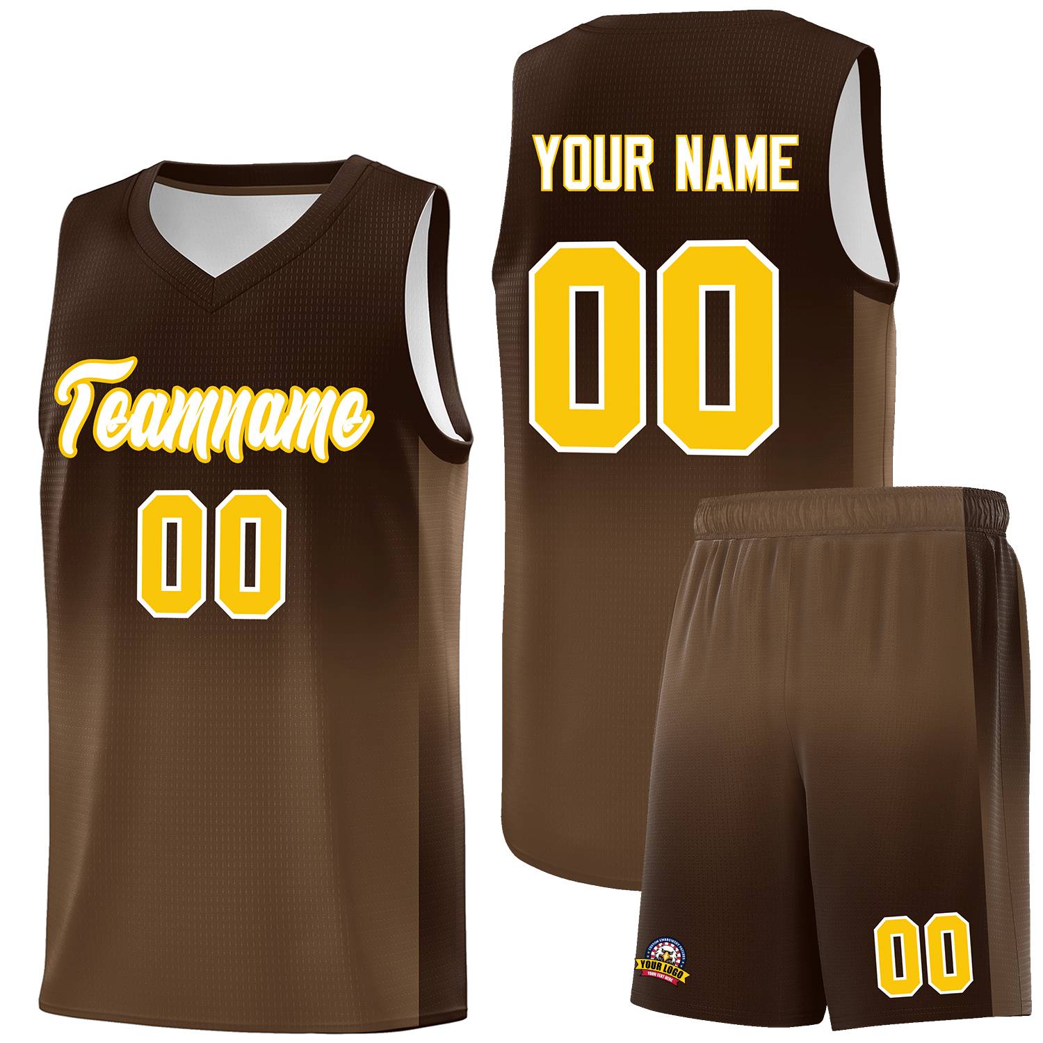 Custom Brown Light Brown Gradient Fashion Sets Sports Uniform Basketball Jersey