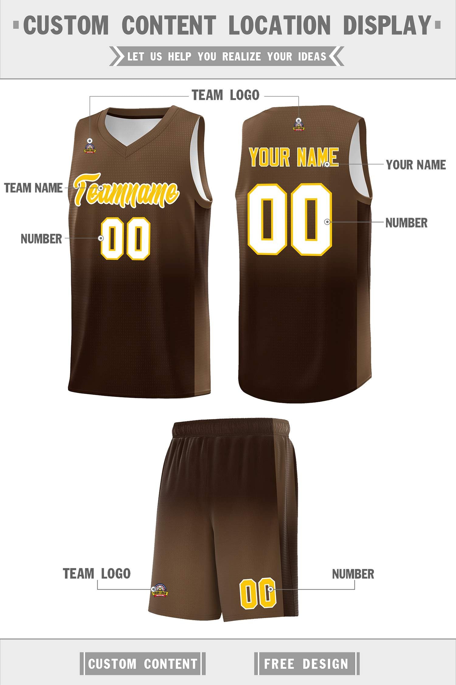 Custom Light Brown Brown Gradient Fashion Sets Sports Uniform Basketball Jersey