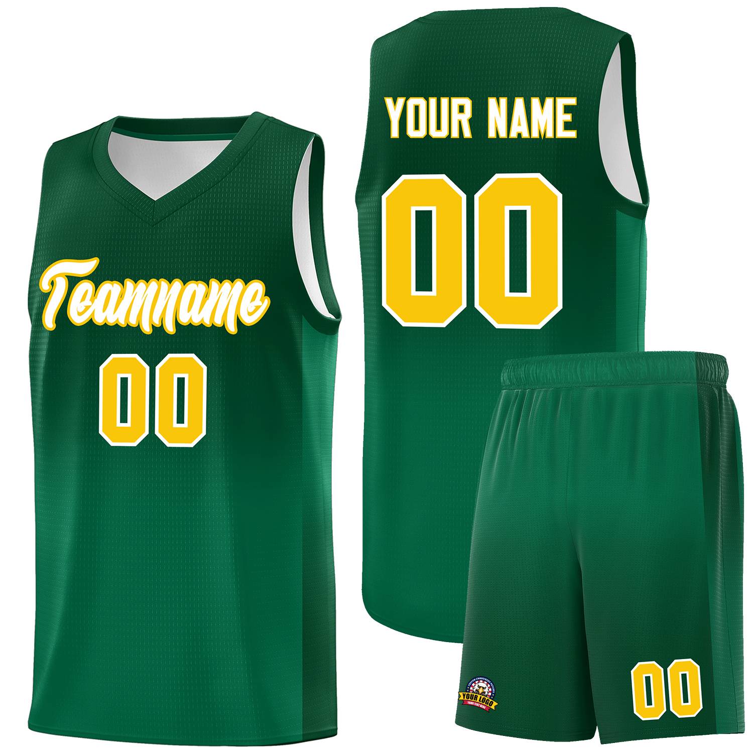 Custom Green Kelly Green Gradient Fashion Sets Sports Uniform Basketball Jersey