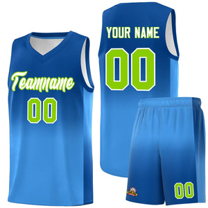 Custom Royal Powder Blue Gradient Fashion Sets Sports Uniform Basketball Jersey