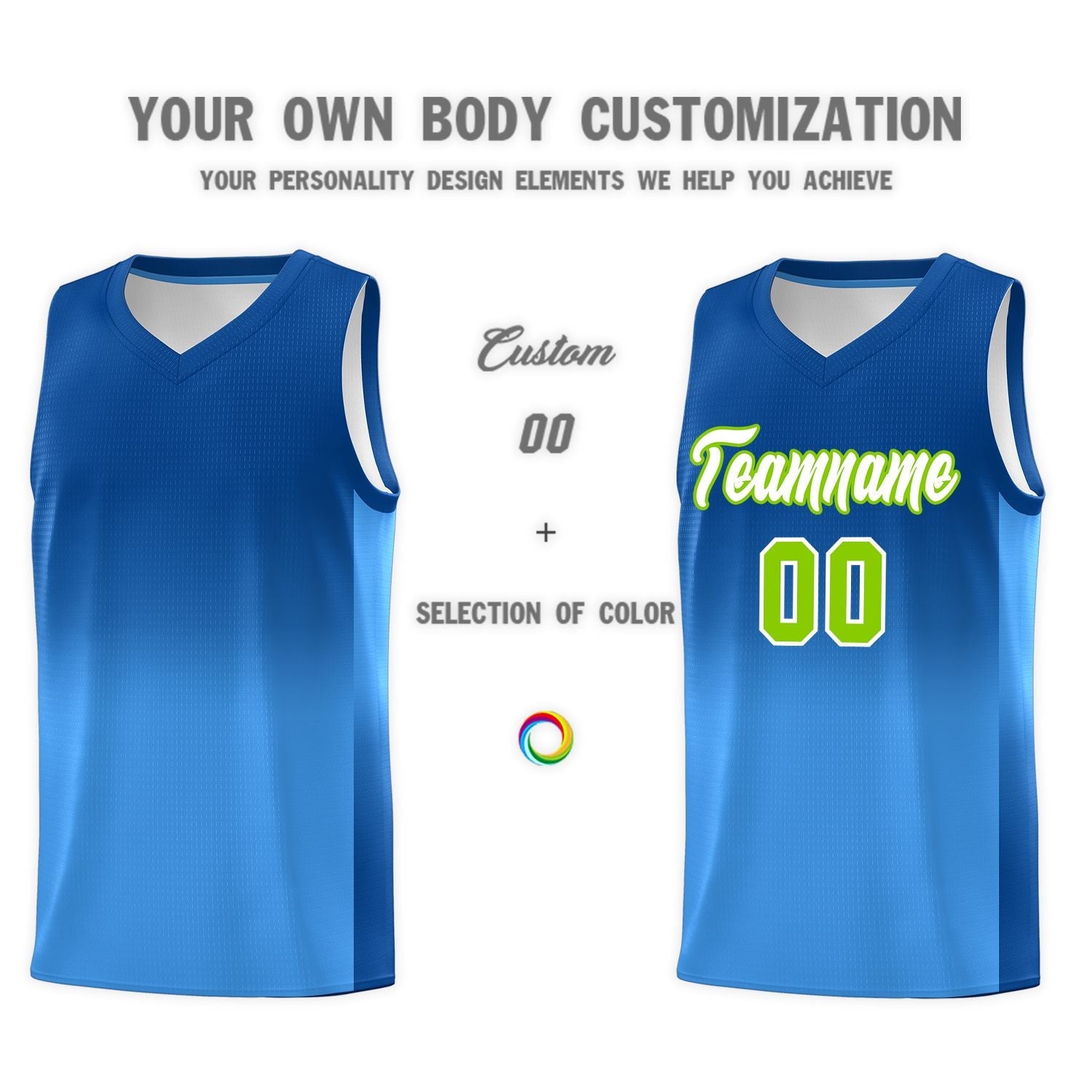 Custom Royal Powder Blue Gradient Fashion Sets Sports Uniform Basketball Jersey