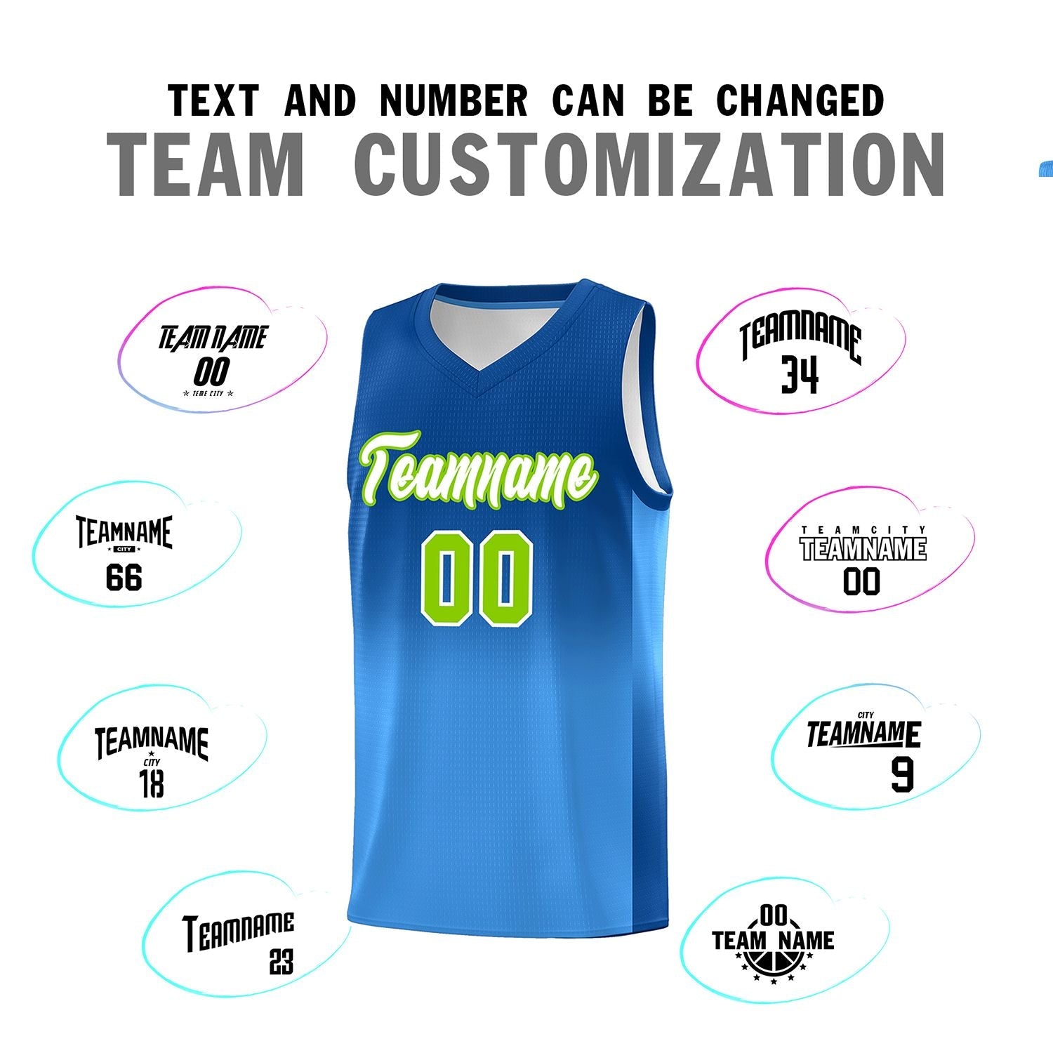 Custom Royal Powder Blue Gradient Fashion Sets Sports Uniform Basketball Jersey