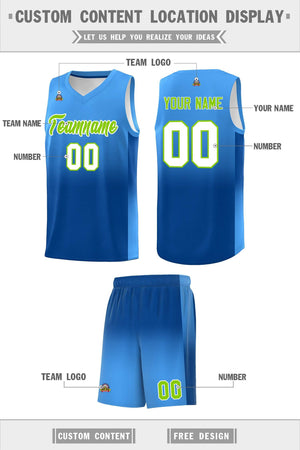 Custom Powder Blue Royal Gradient Fashion Sets Sports Uniform Basketball Jersey