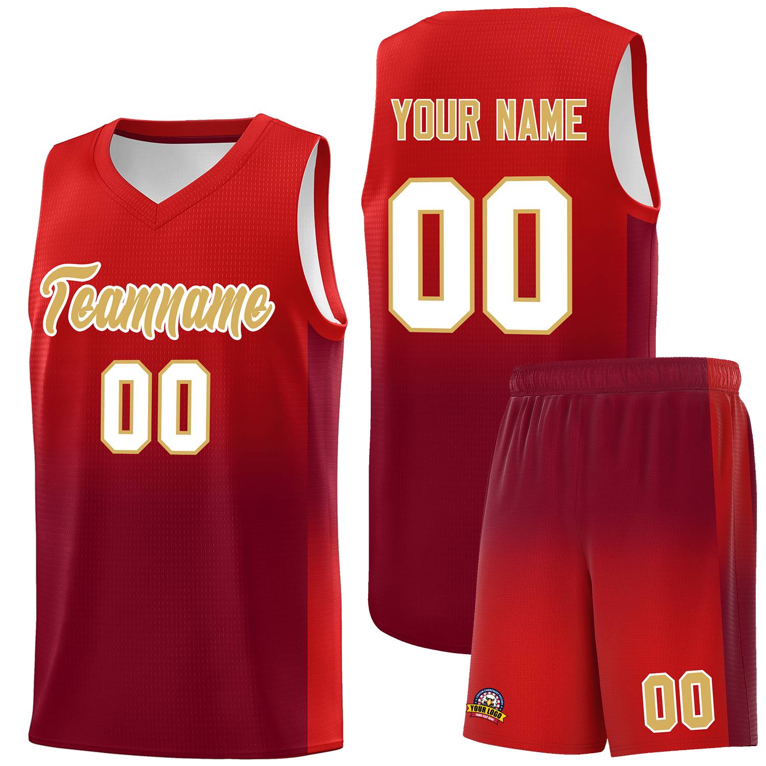 Custom Red Crimson Gradient Fashion Sets Sports Uniform Basketball Jersey