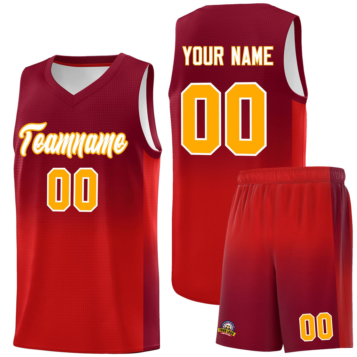 Custom Crimson Red Gradient Fashion Sets Sports Uniform Basketball Jersey