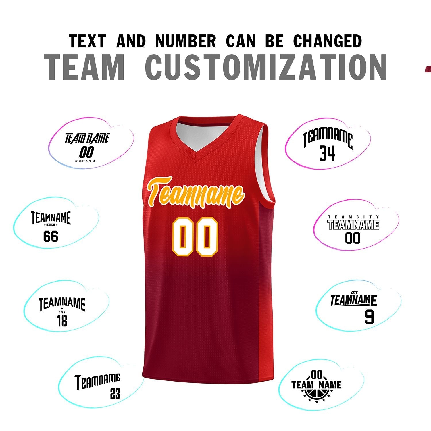 Custom Red Crimson Gradient Fashion Sets Sports Uniform Basketball Jersey