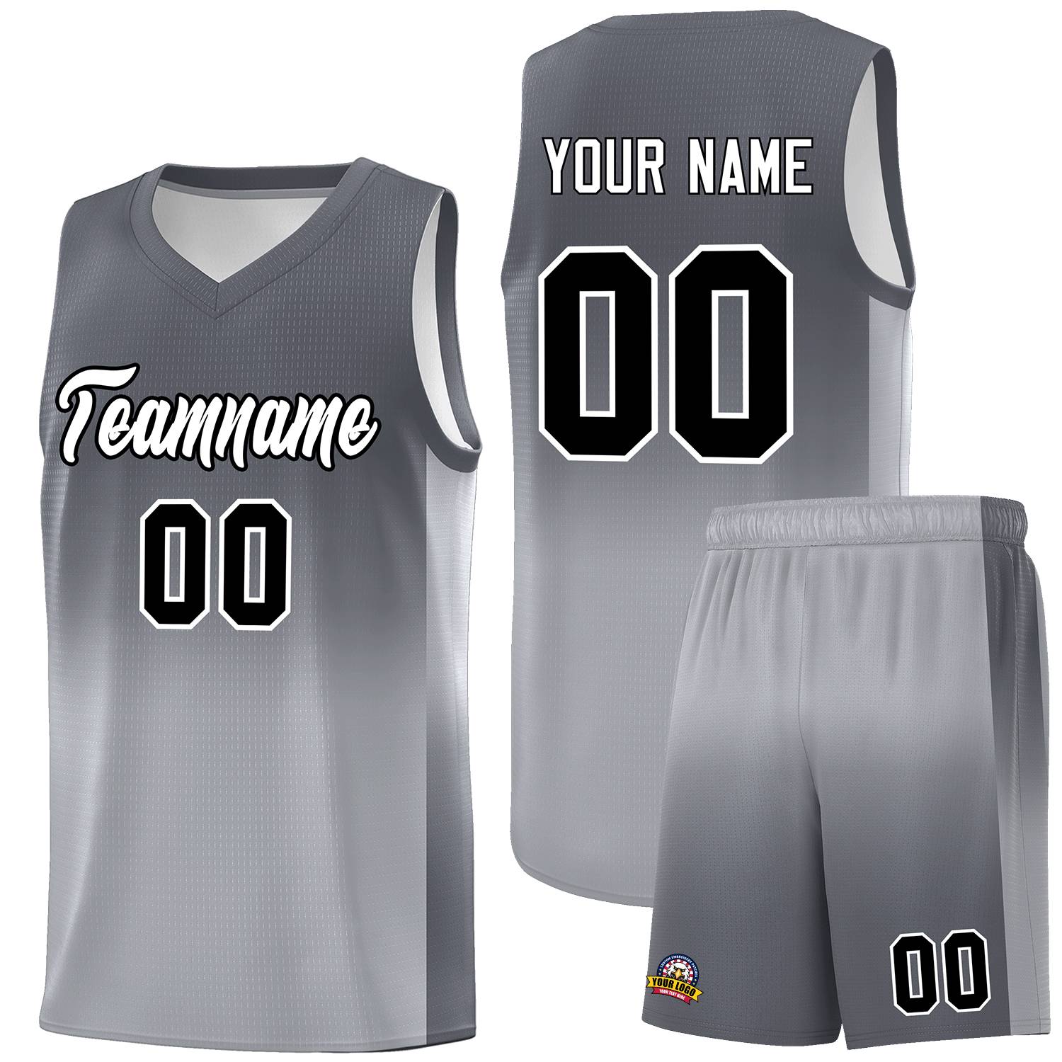 Custom Dark Gray Gray Gradient Fashion Sets Sports Uniform Basketball Jersey